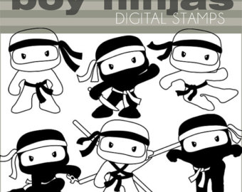 340x270 Ninja Clipart Personal And Limited Commercial Cute Girl Etsy - Cute Ninja Drawing
