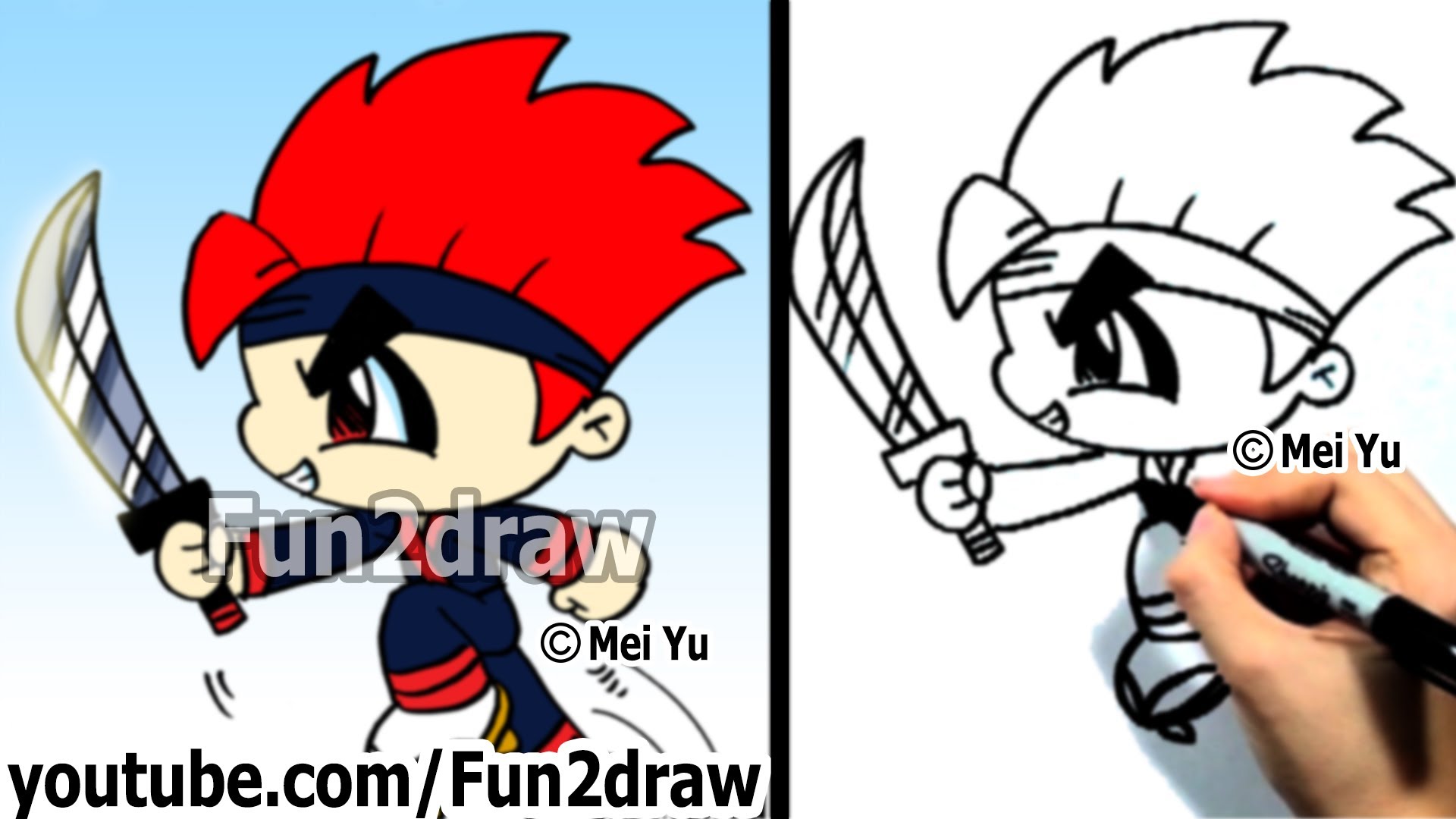 1920x1080 Collection Of 'ninja Cartoon Drawing' Download More Than - Cute Ninja Drawing