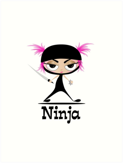 413x549 Cute Ninja Girl Vector Art Art Prints - Cute Ninja Drawing