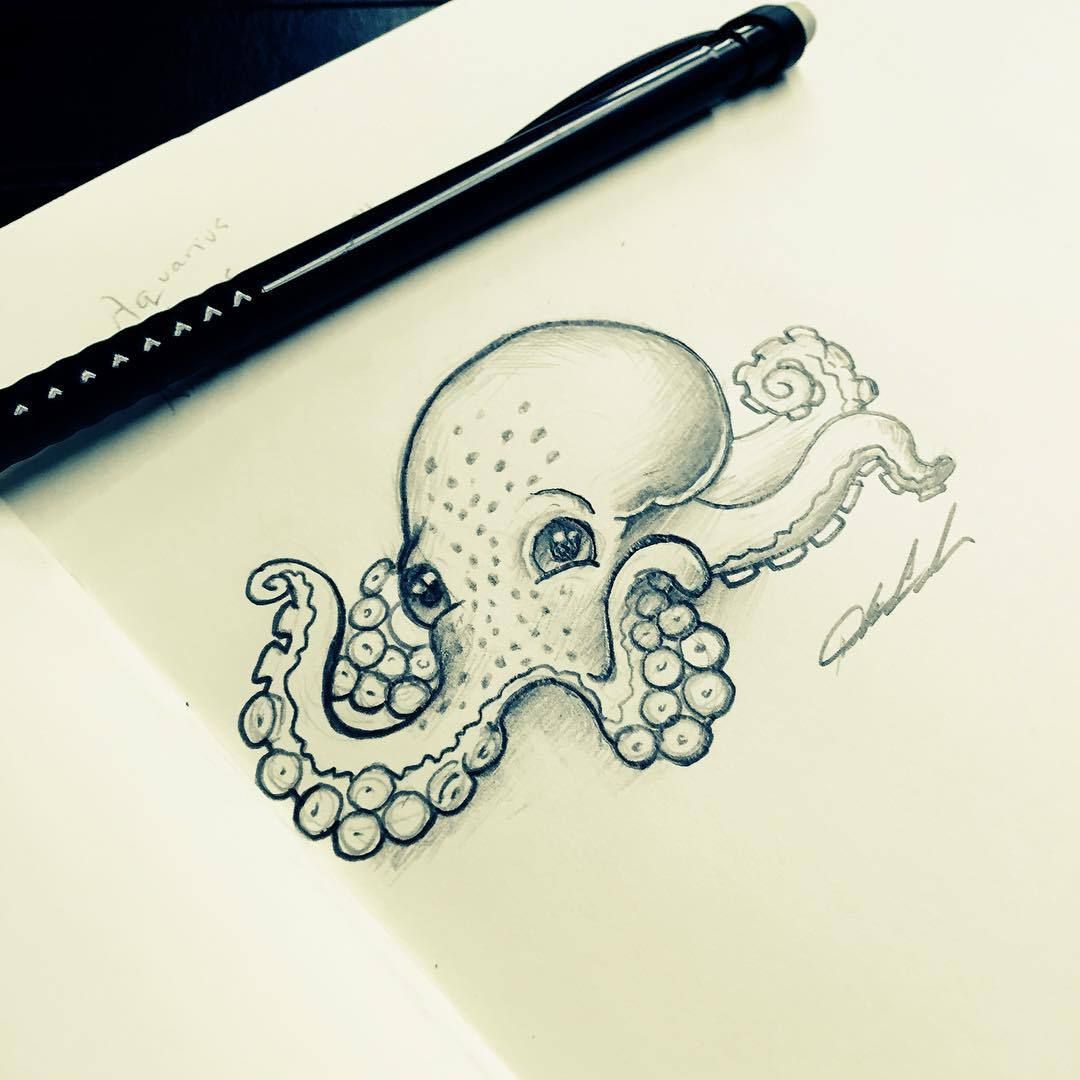 1080x1080 Tattoos In Drawings, Octopus - Cute Octopus Drawing
