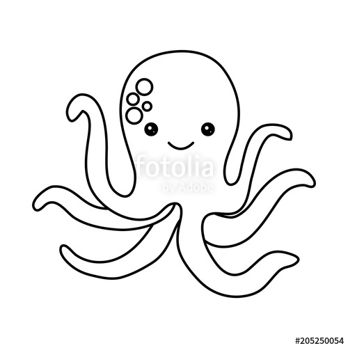 500x500 Cute Octopus Icon Over White Background, Vector Illustration - Cute Octopus Drawing
