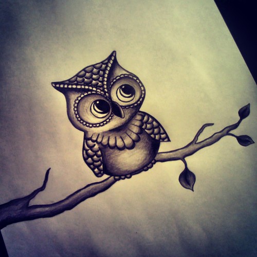 500x500 Rereading Of This Cute Owl, To My Friend On We Heart It - Cute Owl Drawing