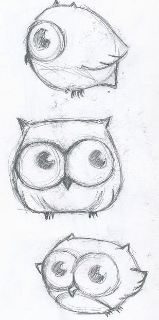 309x623 These Are Really Cute Owls That Would Be And Easy To Draw Art - Cute Owl Drawing