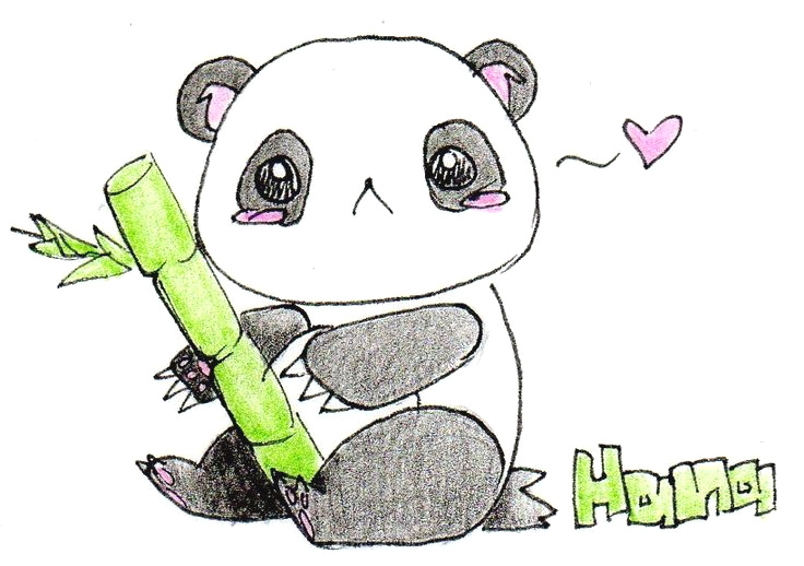 736x518 Easy Drawings Of Baby Animals Free Cute Panda Drawing Download - Cute Panda Drawing