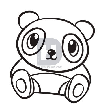 350x380 How To Draw A Cute Panda, Step - Cute Panda Drawing