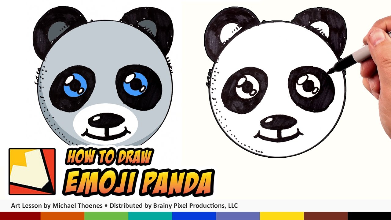 1280x720 How To Draw A Cute Panda Emoji For Beginners Step - Cute Panda Drawing Step By Step