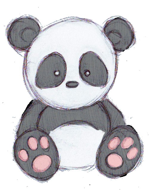 500x637 Cute Panda Drawing - Cute Panda Drawing Step By Step