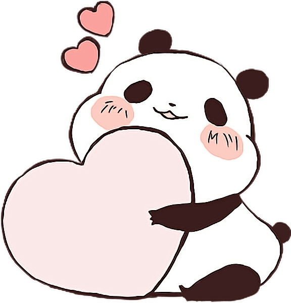 576x600 drawing pandas heart transparent png clipart free download - Cute Panda Love Drawing