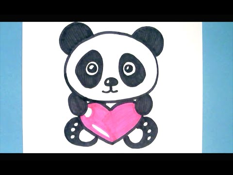 480x360 How To Draw A Panda With A Love Heart - Cute Panda Love Drawing