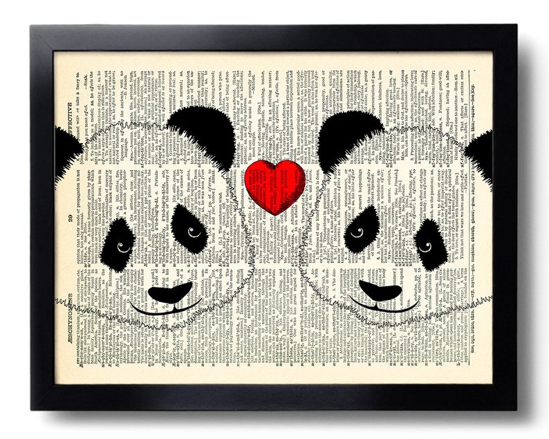 794x635 panda love art print panda bear illustration panda drawing etsy - Cute Panda Love Drawing