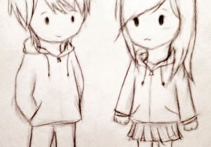 300x210 Simple Pen Love Couple Sketches Cute Love Sketches Cute Pencil - Cute Pencil Drawings