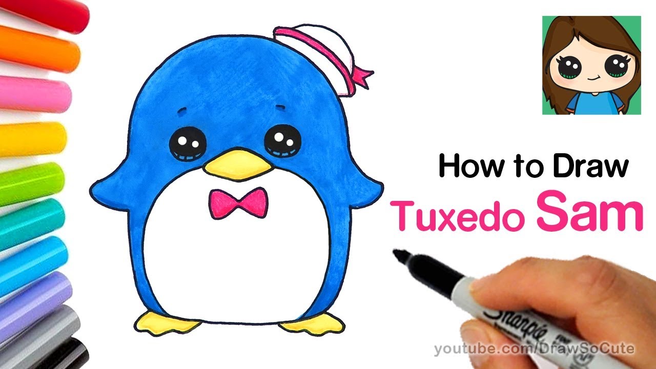 1280x720 How To Draw A Cute Penguin Sanrio Tuxedo Sam - Cute Penguin Drawing