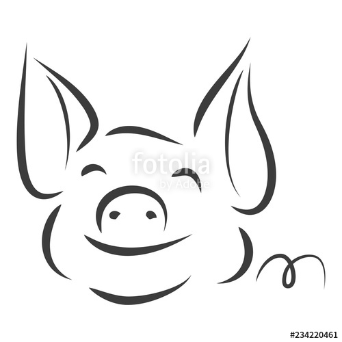 500x500 Drawing Of Cute Pig Illustration Simple Concept Zodiac Of Pig - Cute Pig Drawing