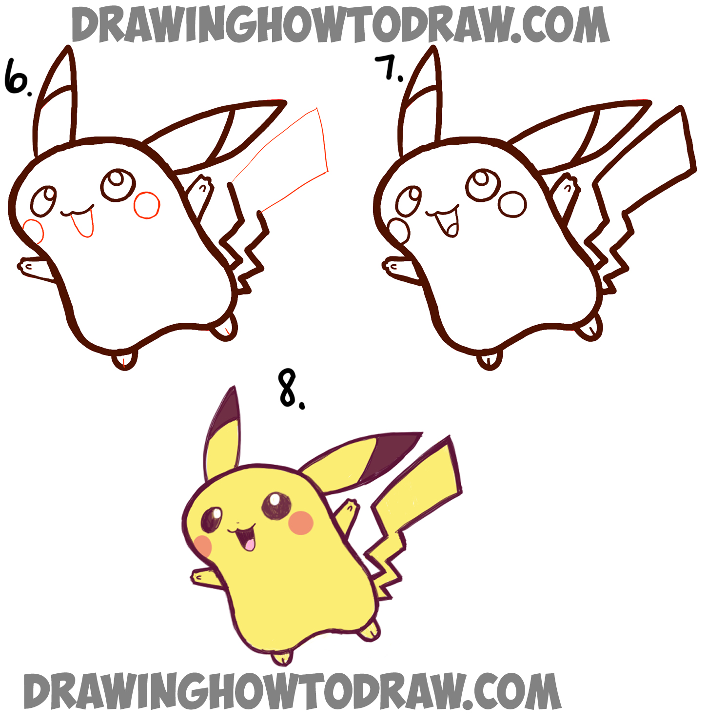 1450x1485 How To Draw Cute Baby Chibi Pikachu From Pokemon - Cute Pikachu Drawing
