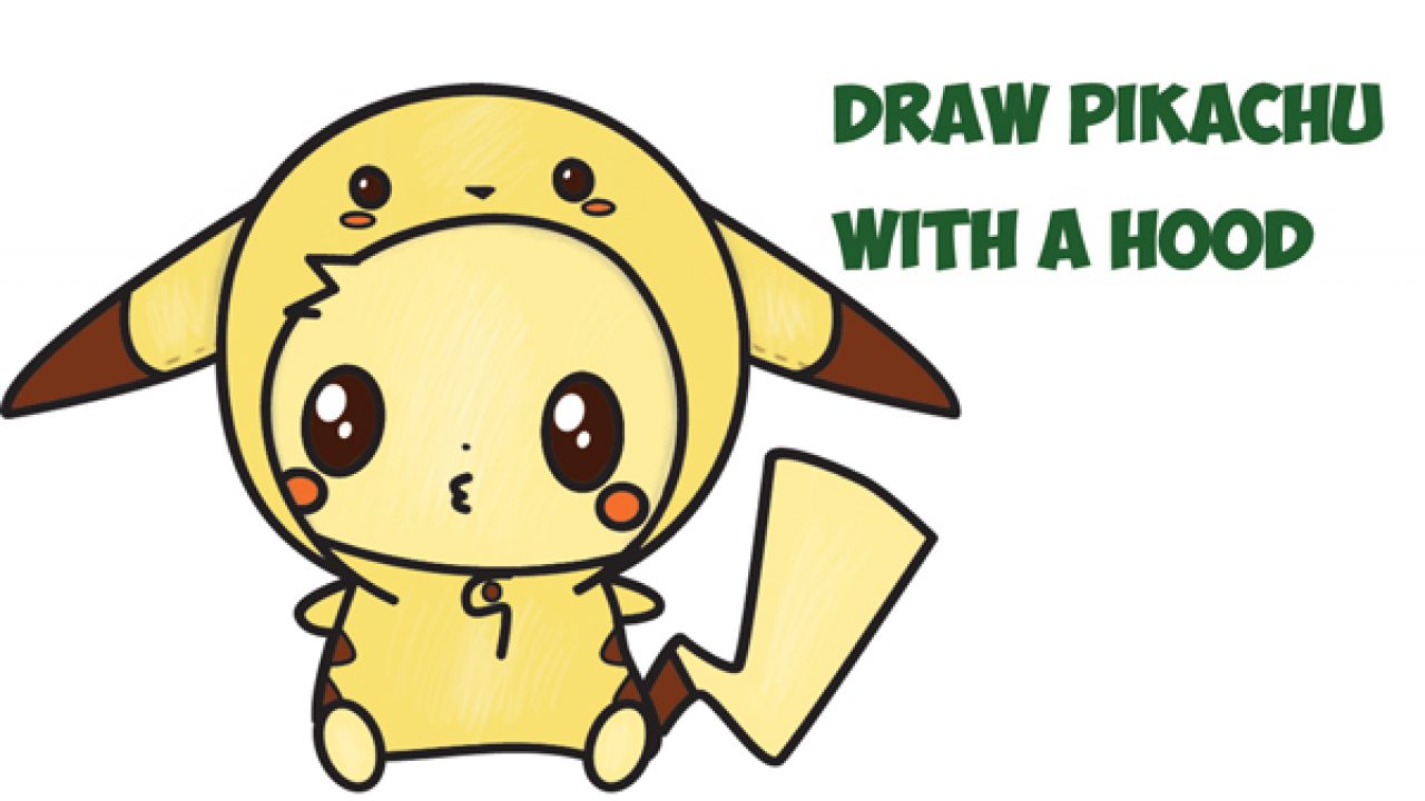 1280x720 How To Draw Cute Pikachu With Costume Hood From Pokemon - Cute Pikachu Drawing