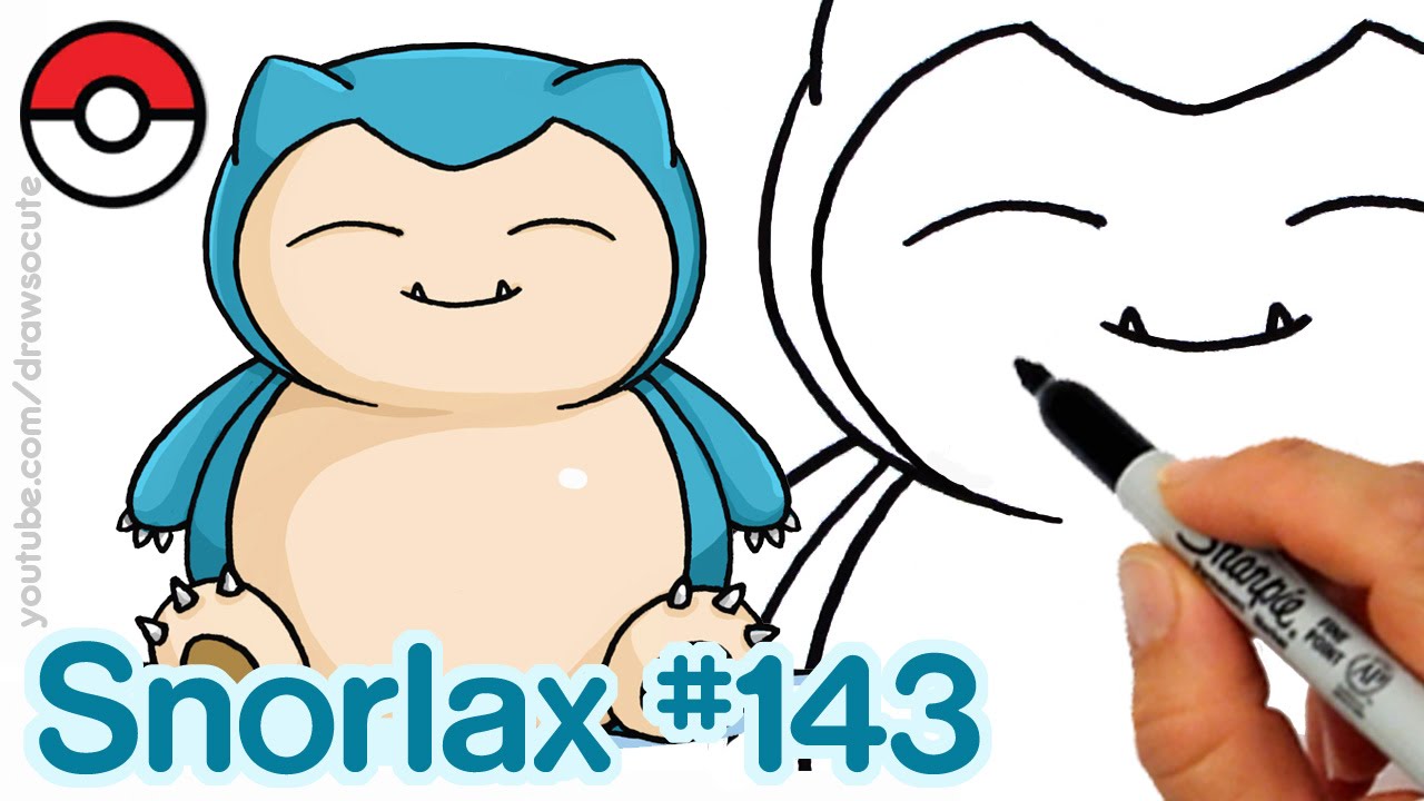 1280x720 How To Draw Pokemon Snorlax Cute Step - Cute Pokemon Drawings