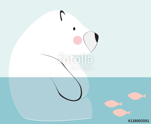 500x410 Cute Polar Bear Sitting Down On The Water Children Drawings - Cute Polar Bear Drawing