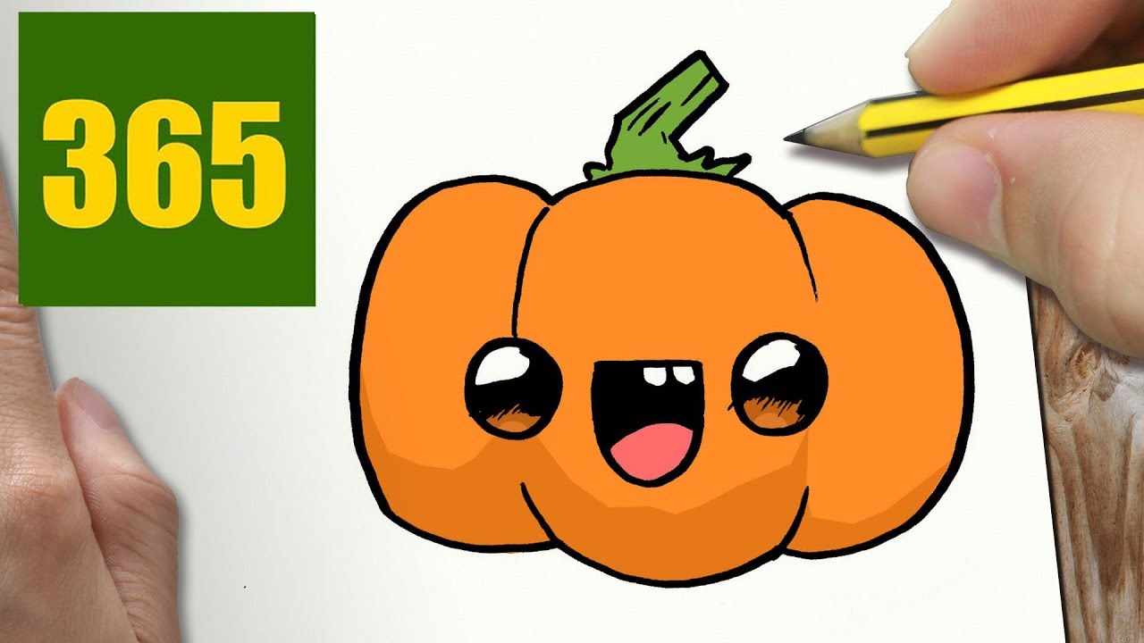 1280x720 How To Draw A Pumpkin Cute, Easy Step - Cute Pumpkin Drawing