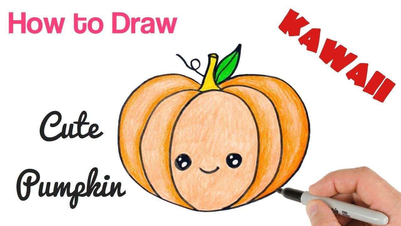 1280x720 How To Draw Cute Pumpkin Halloween Drawings Kawaii Food Drawings - Cute Pumpkin Drawing