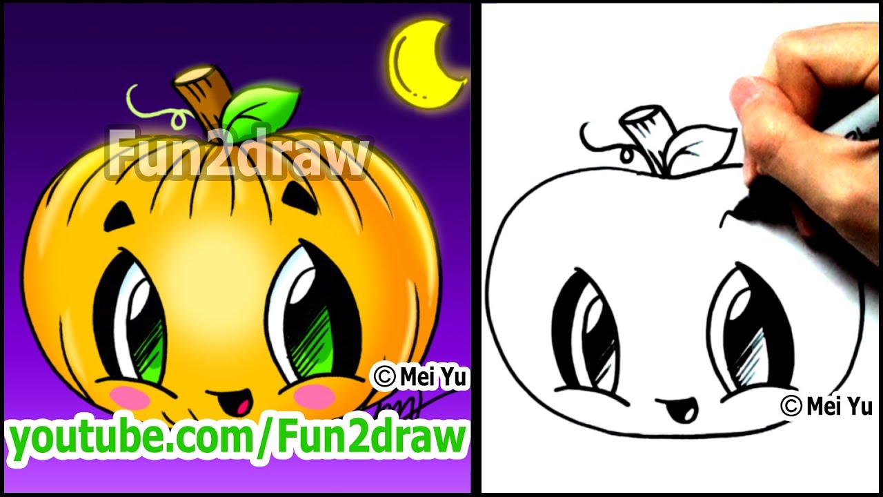 1280x720 Huge Collection Of 'cute Pumpkin Drawing' Download More Than - Cute Pumpkin Drawing