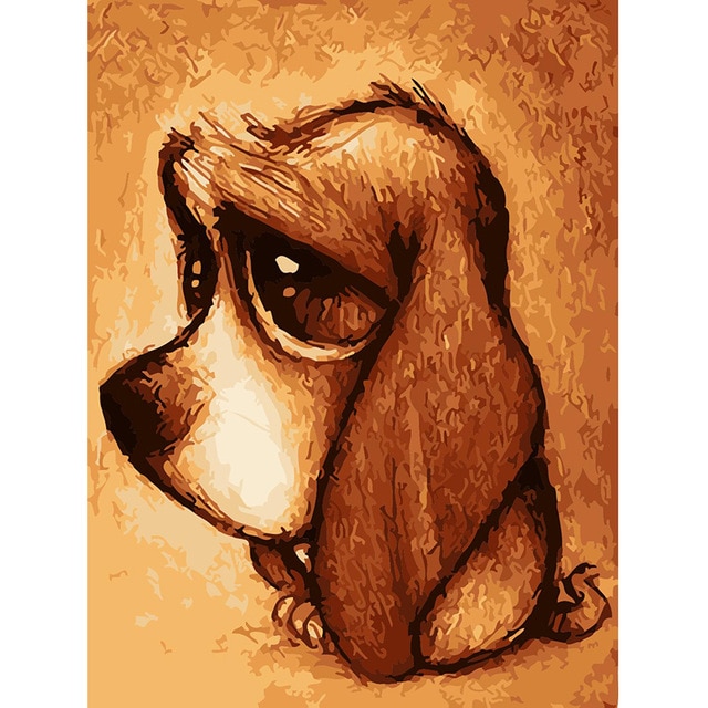 640x640 Frameless Animal Cute Puppy Diy Painting - Cute Puppy Drawing