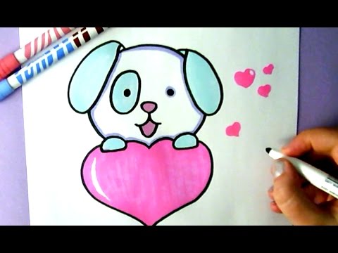 480x360 How To Draw A Cute Puppy With A Love Heart - Cute Puppy Drawing