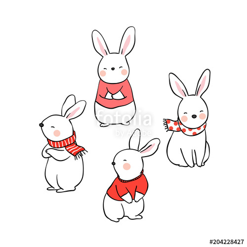 500x500 Draw Vector Illustration Character Design Cute Rabbit For Decorate - Cute Rabbit Drawing