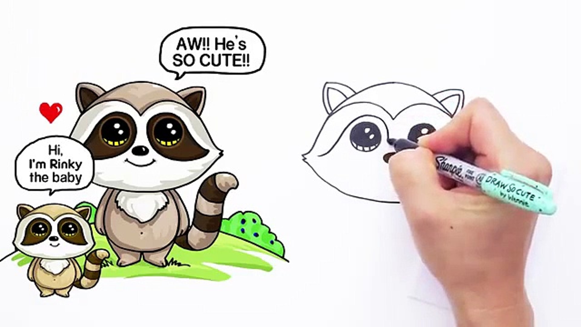 1920x1080 How To Draw A Cartoon Raccoon Cute And Easy Step - Cute Raccoon Drawing