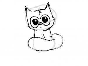 302x227 how to draw a cute chibi racoon, step - Cute Raccoon Drawing