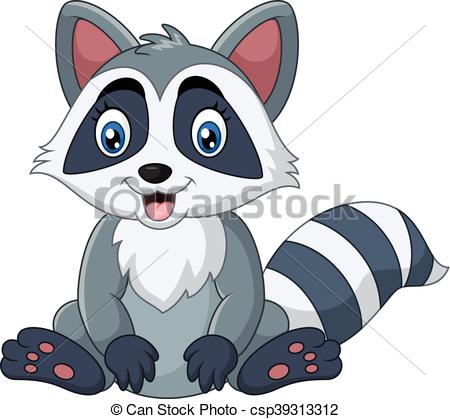 450x419 Vector Illustration Of Cute Raccoon Sitting - Cute Raccoon Drawing