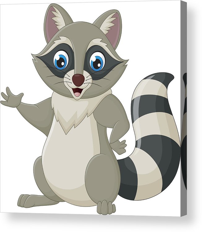 653x750 Cute Raccoon Cartoon Waving Acrylic Print - Cute Raccoon Drawing