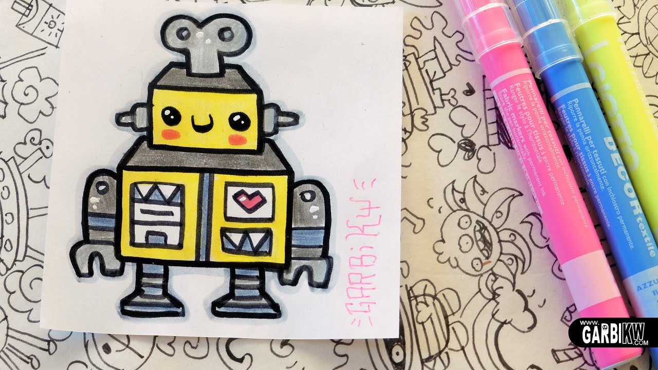 1280x720 Kawaii Robot - Cute Robot Drawing