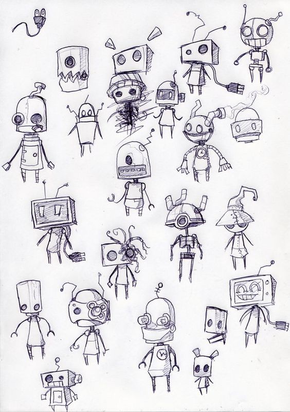 564x801 Robot Sketches - Cute Robot Drawing