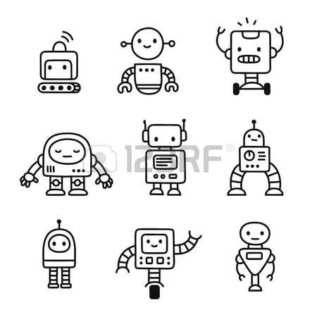450x450 Cute Robot Cute Little Cartoon Robots Set Hand Drawn Doodle - Cute Robot Drawing