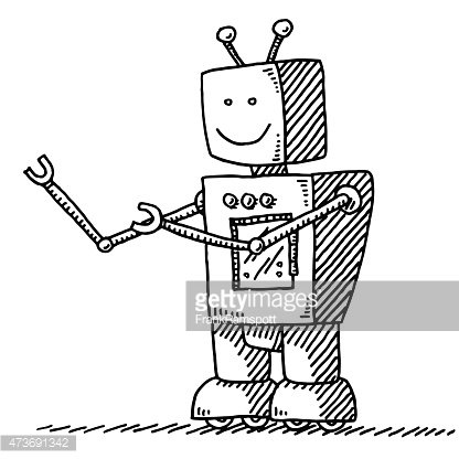 416x416 Cute Robot Drawing Premium Clipart - Cute Robot Drawing