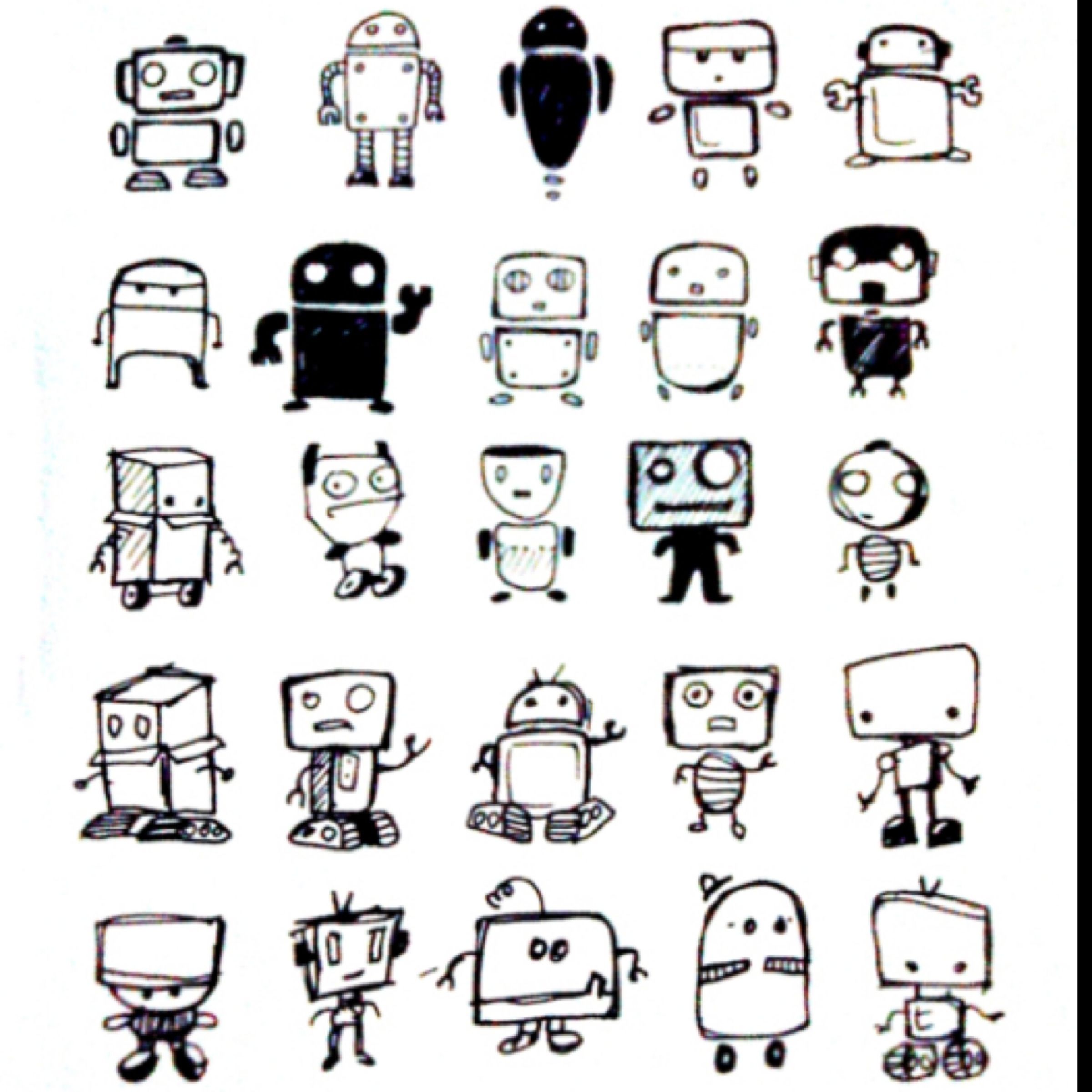 2400x2400 Cute Robot Sketches Damn Robots - Cute Robot Drawing