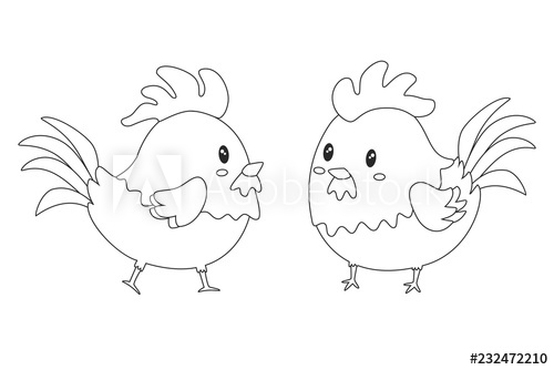 500x334 Cute Rooster Vector Set Cute Chicken Printable Coloring - Cute Rooster Drawing