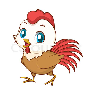 320x320 Ginger Chicken With Chick And Stock Vector Colourbox - Cute Rooster Drawing