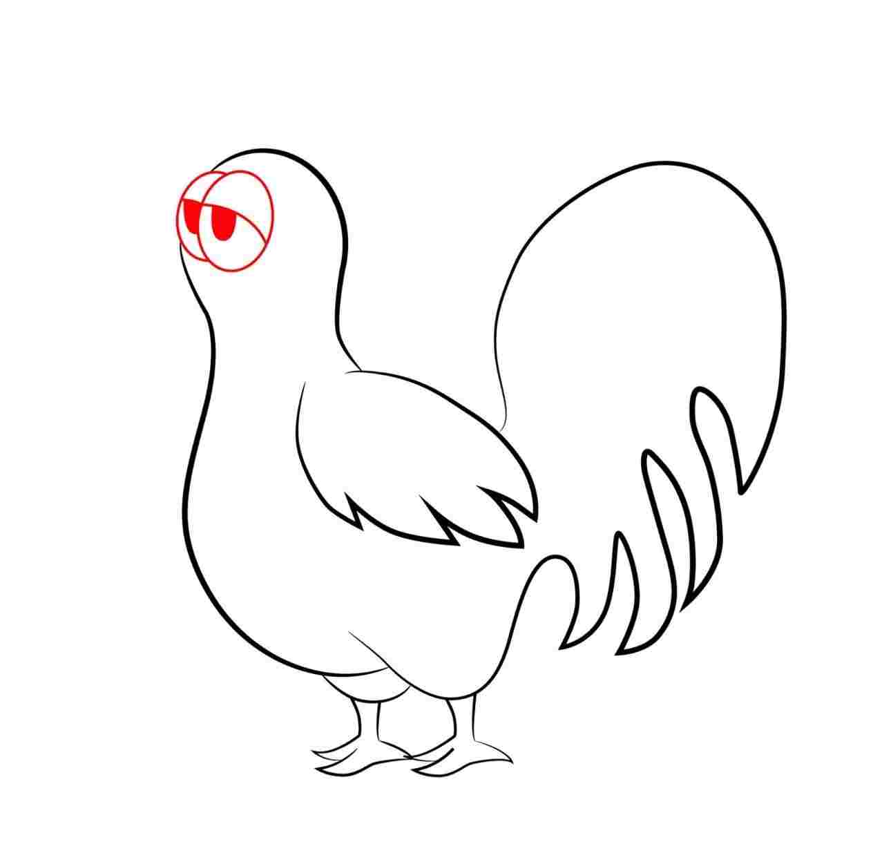 1264x1251 Cartoon Chicken Rooster From And Shapes Easy Rhdrawinghowtodrawcom - Cute Rooster Drawing