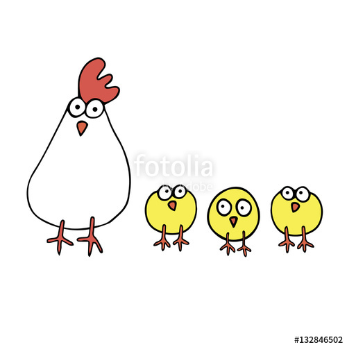 500x500 Chicken Vector Hen Cartoon Illustration Cute Rooster Stock Image - Cute Rooster Drawing