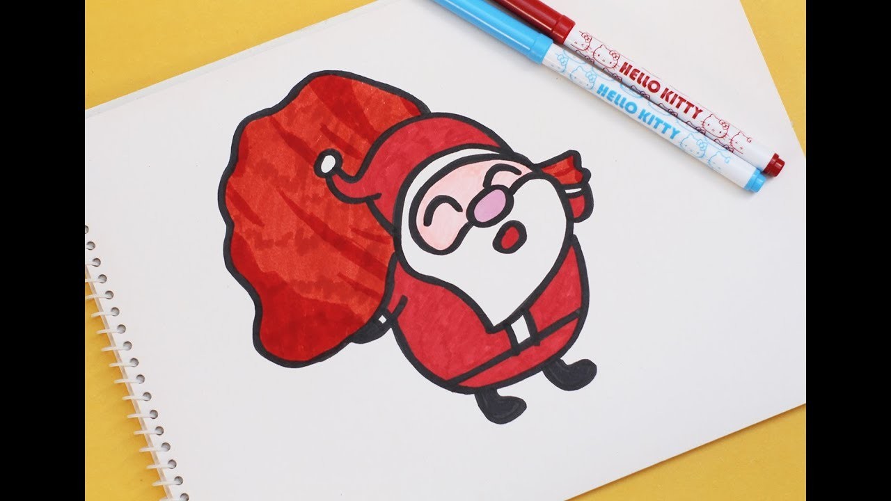 1280x720 How To Draw A Cute Santa Claus With Bag - Cute Santa Claus Drawing