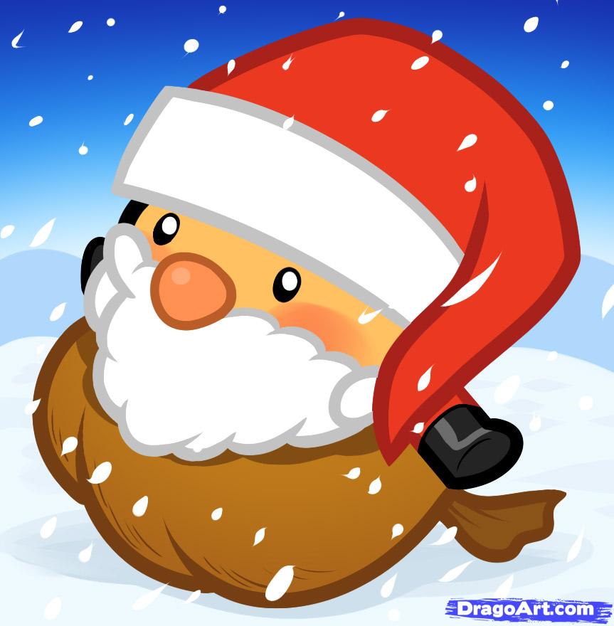 863x880 How To Draw A Cute Santa, Cute Santa, Step - Cute Santa Claus Drawing