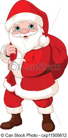 234x470 Santa Claus With A Bag Cute Santa Claus With A Bag Full Of Gifts - Cute Santa Claus Drawing