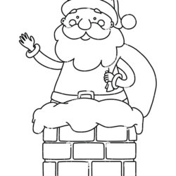 250x250 Cute Santa Claus With Gift Sack Going Down A Chimney Clipart - Cute Santa Claus Drawing