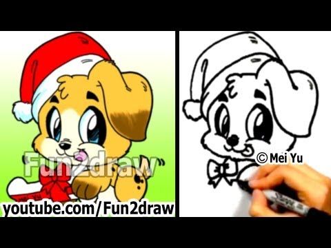 480x360 How To Draw Cute Santa Puppy Step - Cute Santa Drawing