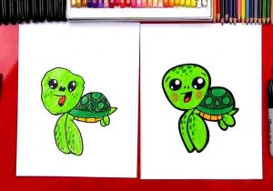 300x210 Easy Cute Sea Turtle Drawing - Cute Sea Turtle Drawing