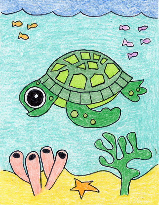 541x700 Sea Turtle Art Projects For Kids - Cute Sea Turtle Drawing