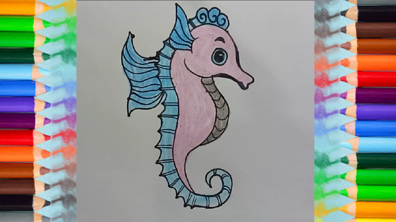 1280x718 How To Draw A Seahorse Cute And Easy Step - Cute Seahorse Drawing
