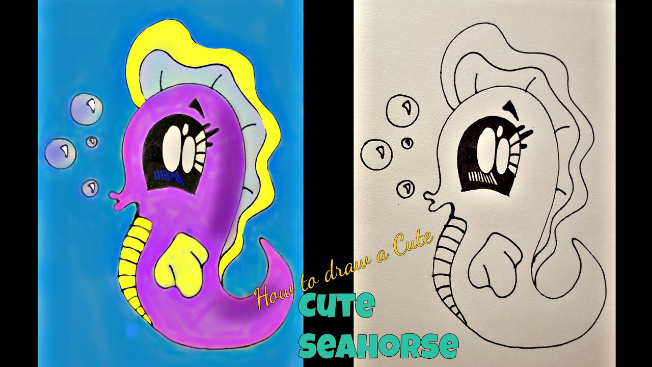 1280x720 How To Draw A Cute Seahorse - Cute Seahorse Drawing