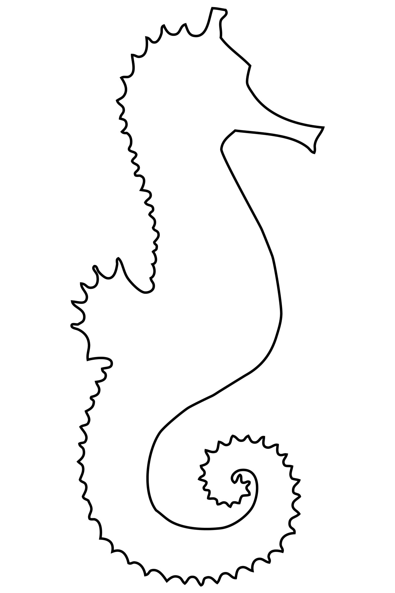 1280x1920 Seahorse Clipart Outline Cute - Cute Seahorse Drawing